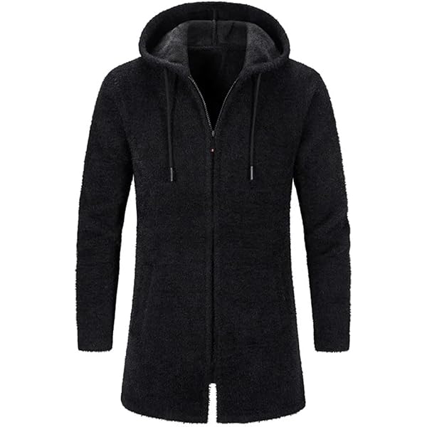 Mylldey Men's Long Cardigan Hoodies Full-zip Fleece Lined